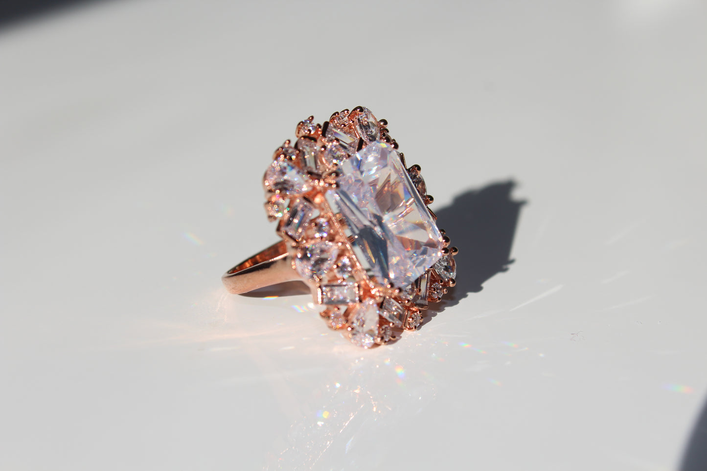 Rosy Radiance American Diamond Ring