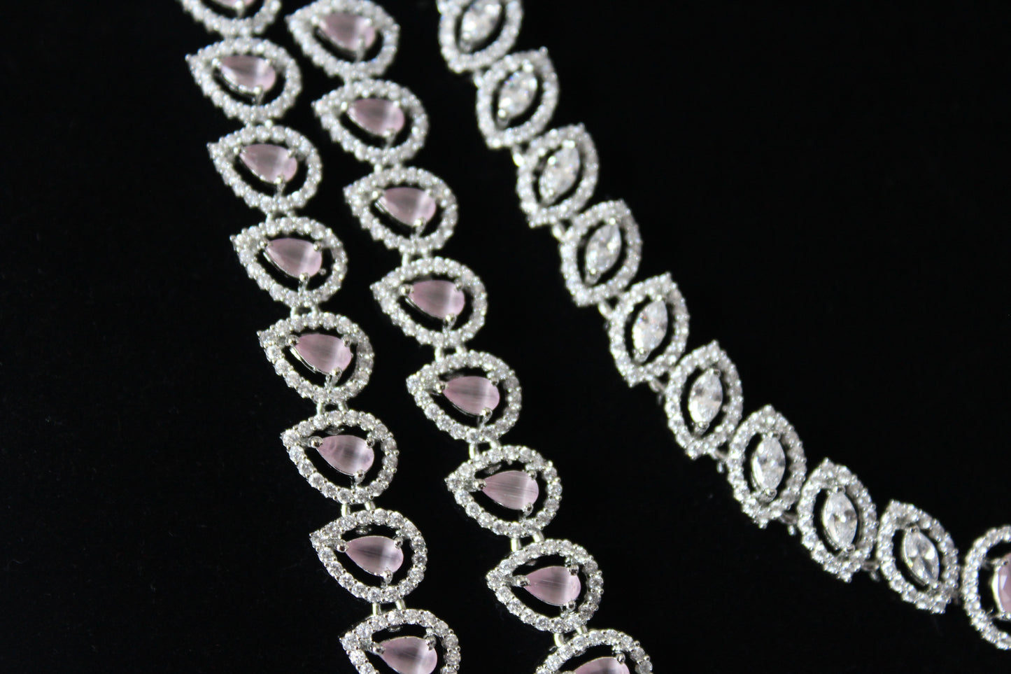 Layered Opulence American Diamond Set - Pink