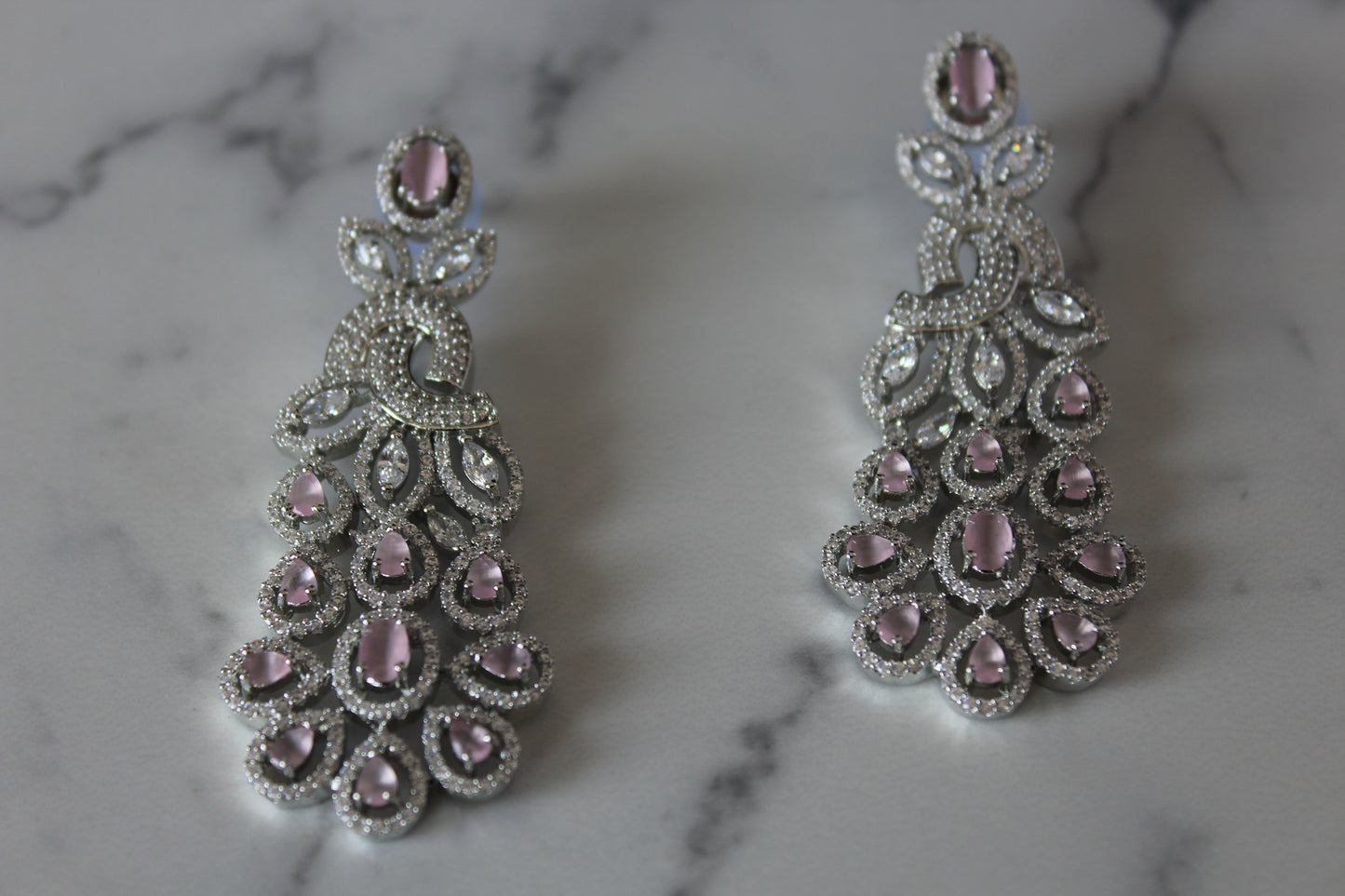 Layered Opulence American Diamond Set - Pink