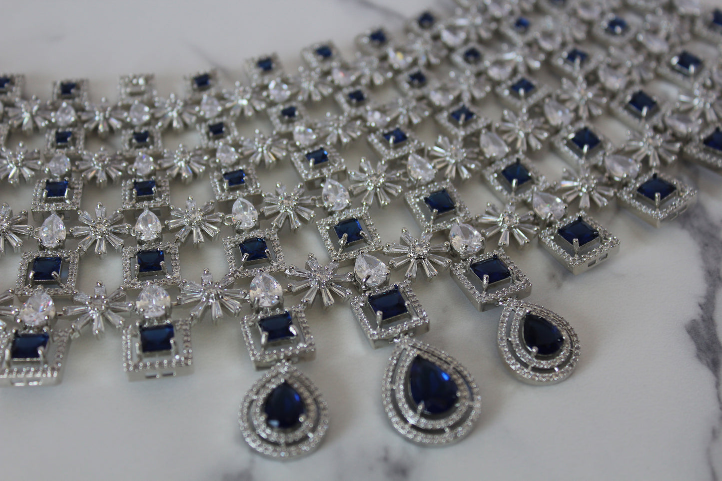 Noble Sapphire American Diamond Set