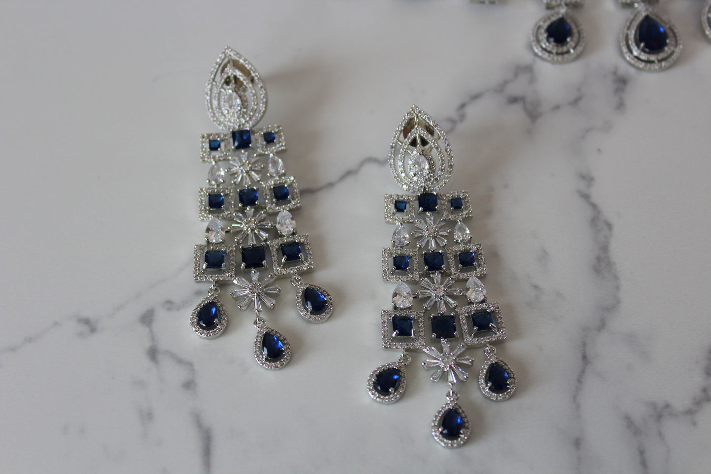 Noble Sapphire American Diamond Set