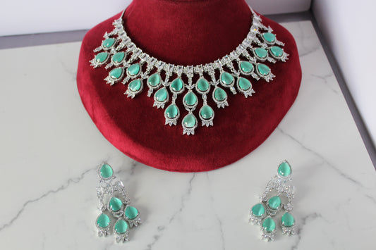 Mint Enchantment American Diamond Set