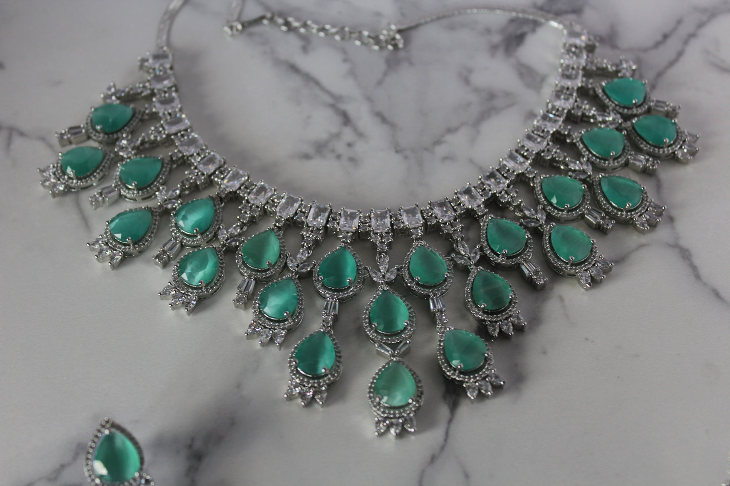 Mint Enchantment American Diamond Set