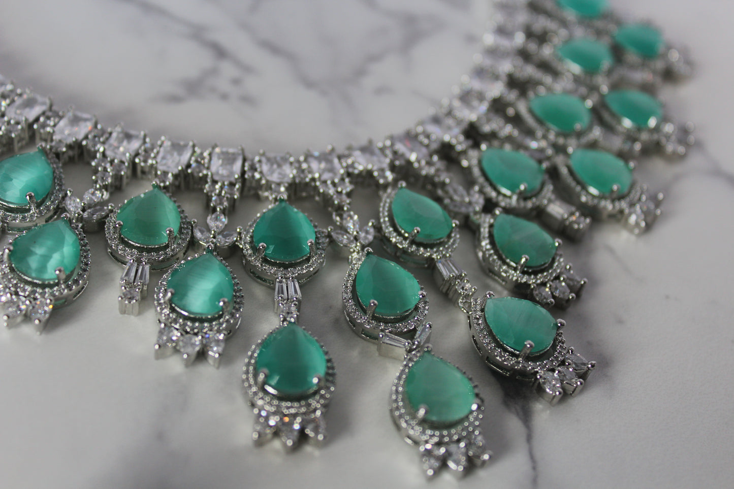 Mint Enchantment American Diamond Set