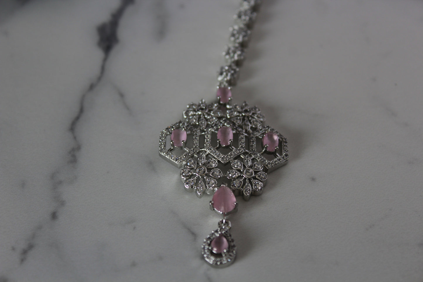 Ethereal Elegance American Diamond Set - Pink