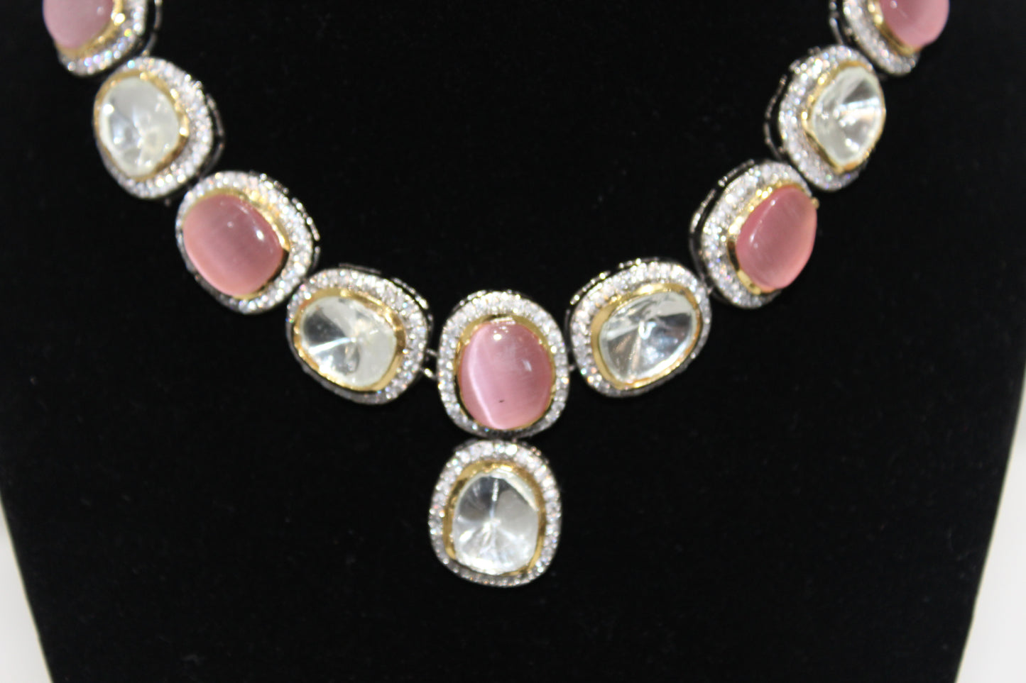 Radiant Reflections Polki Kundan Set - Pink